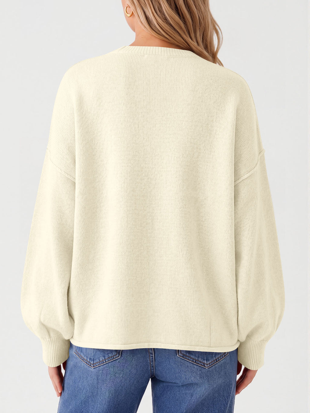 usvara Womens Oversized Crewneck Knit Pullover Tops