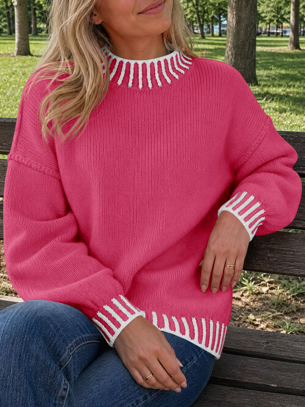 usvara Womens Chunky Mock Neck Sweater