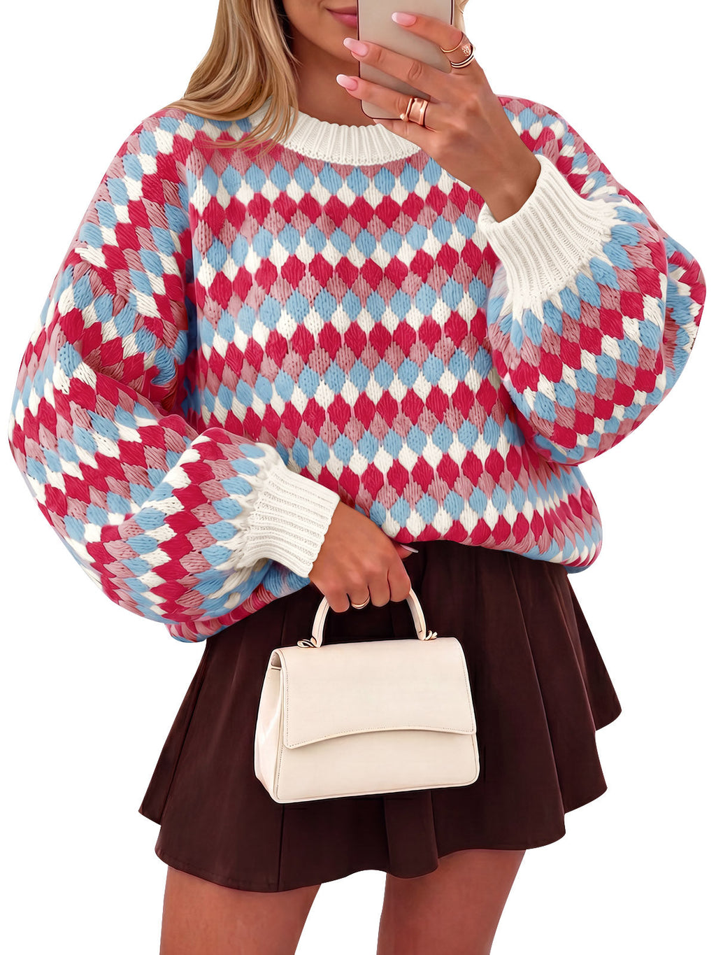 usvara Women Color Block Knit Sweater