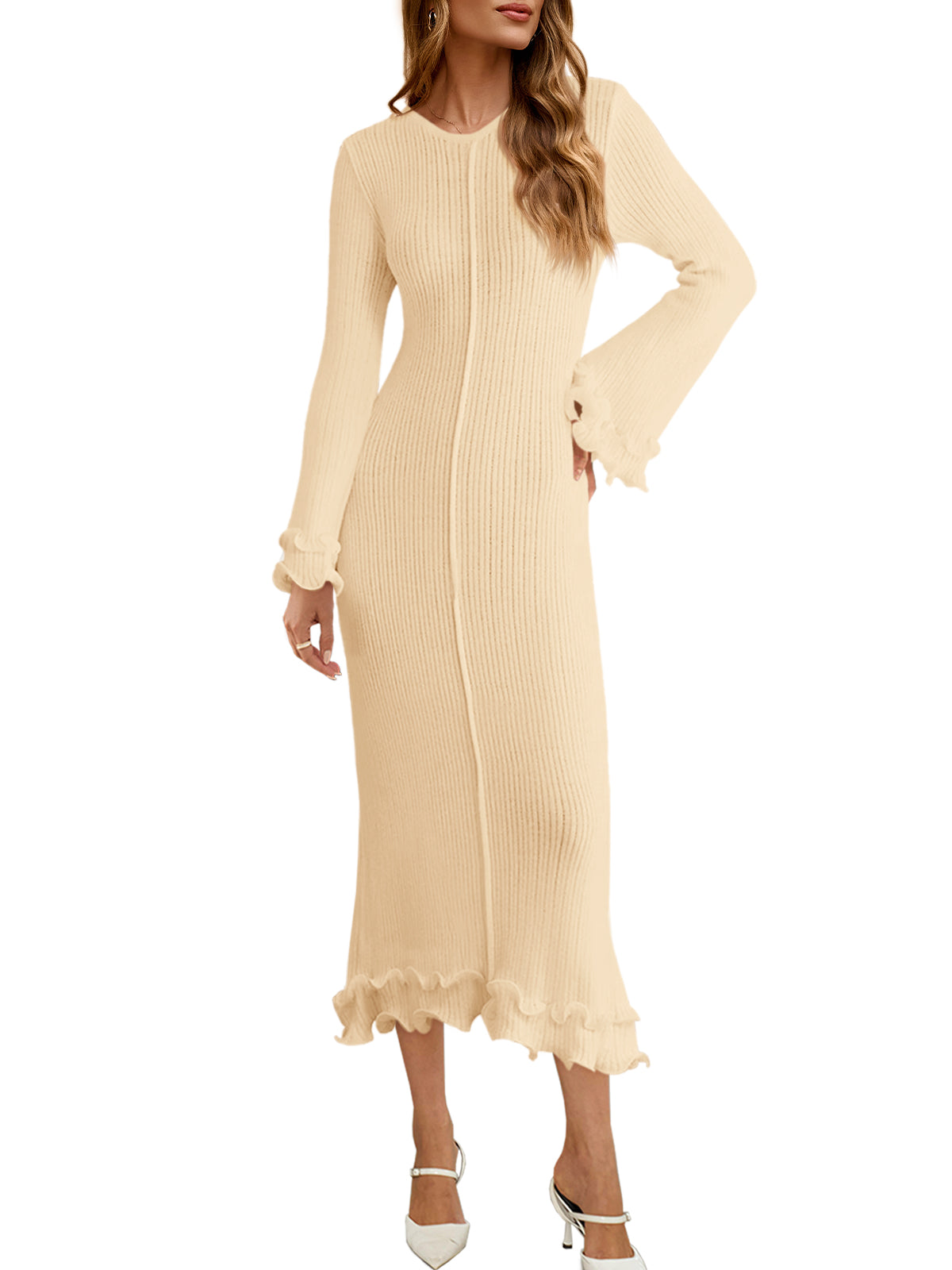usvara Womens Bell Sleeve Bodycon Dress