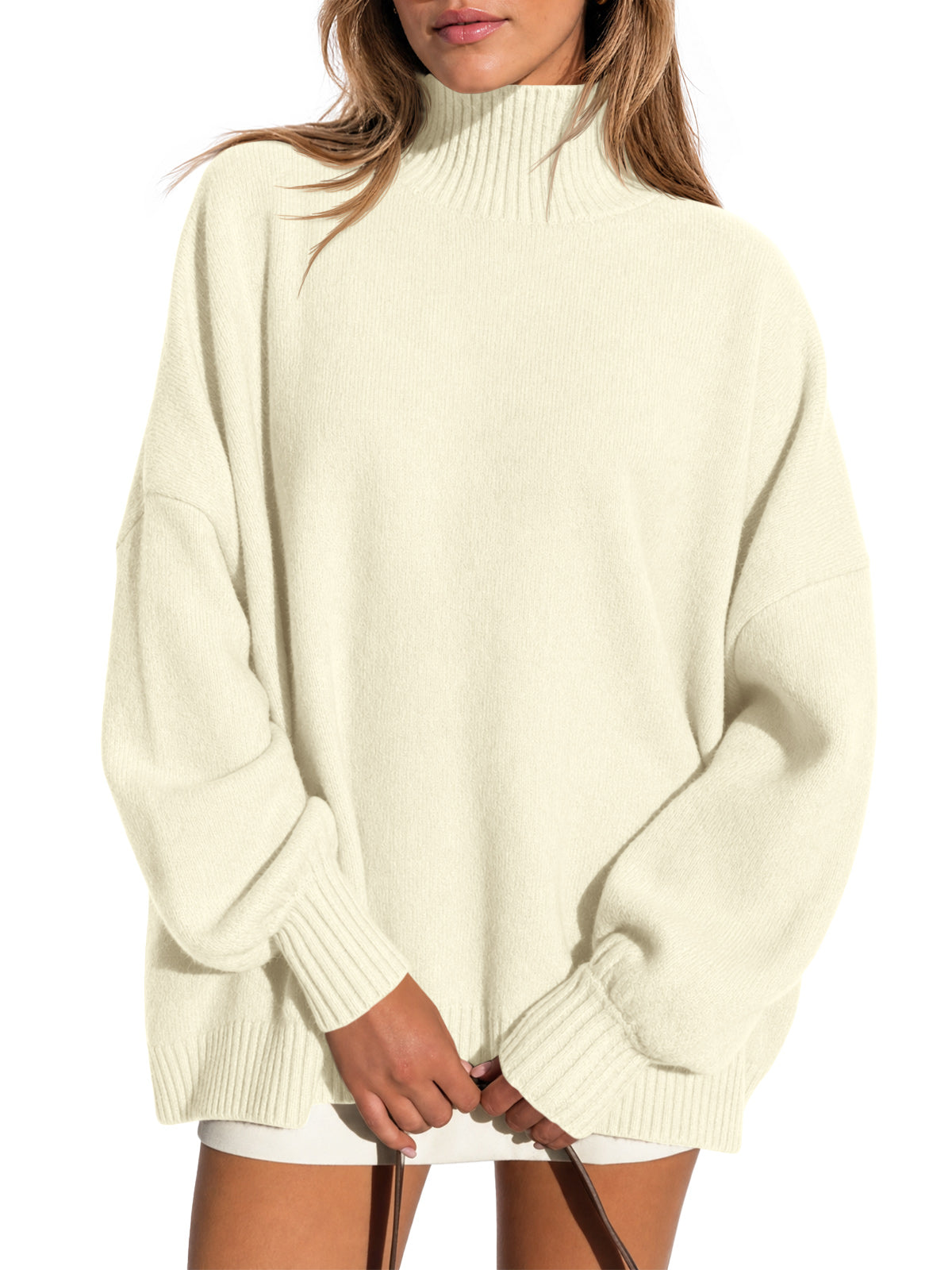 usvara Womens Mock Neck Oversized Sweater