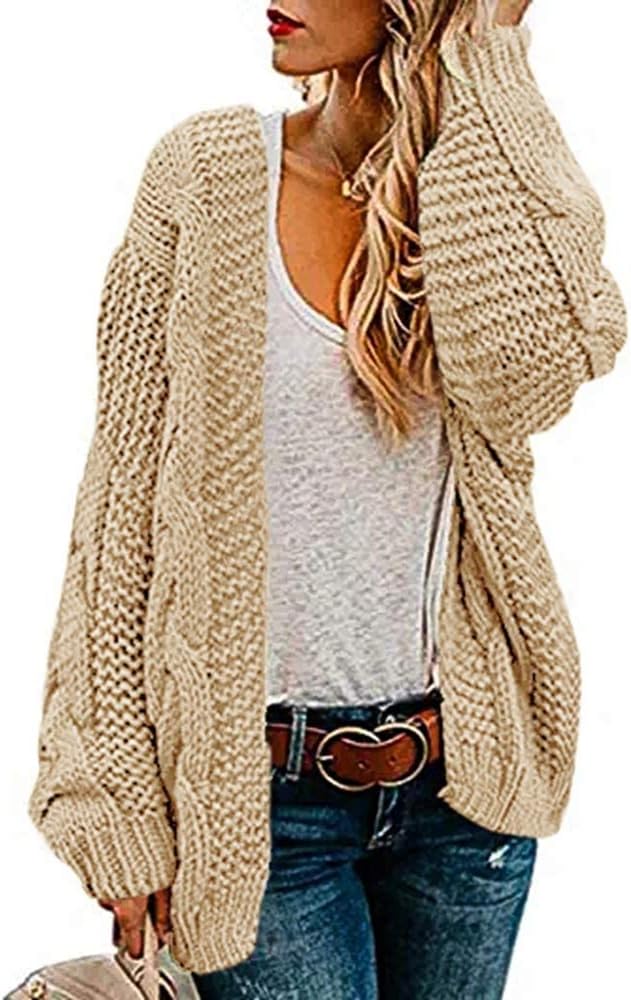 usvara Women Oversized Chunky Cable Knit Cardigan