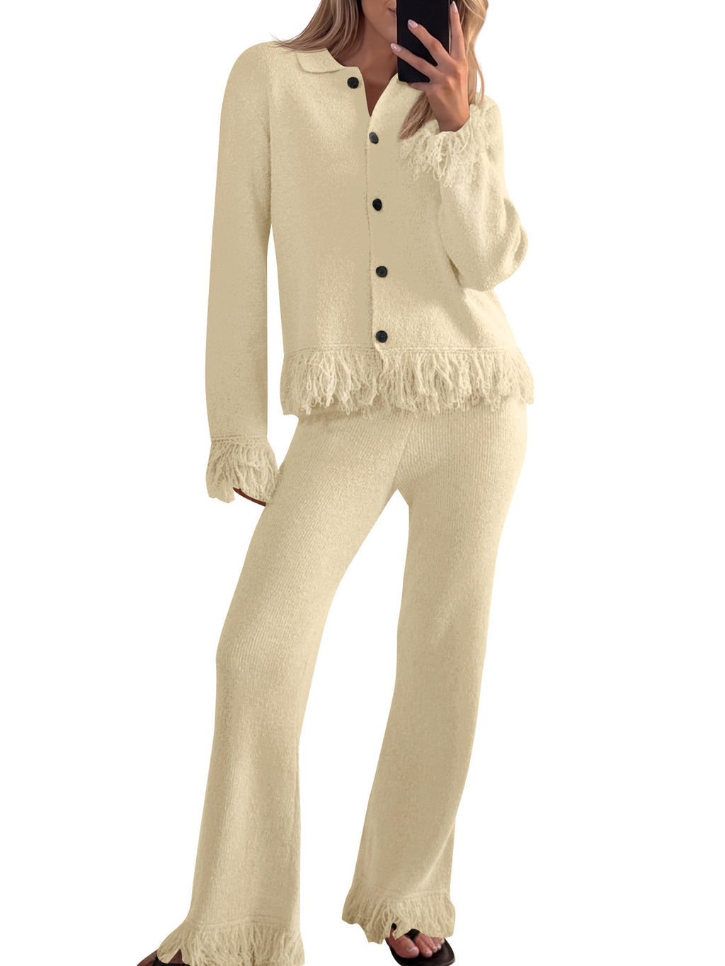 usvara Womens Fringe Sweater Sets