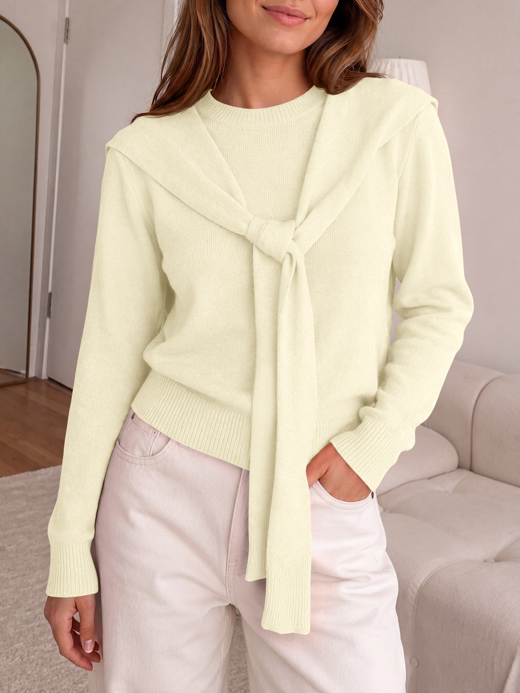 usvara Women Crew Neck Pullover Sweaters