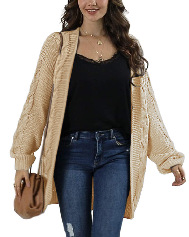 usvara Women Oversized Chunky Cable Knit Cardigan
