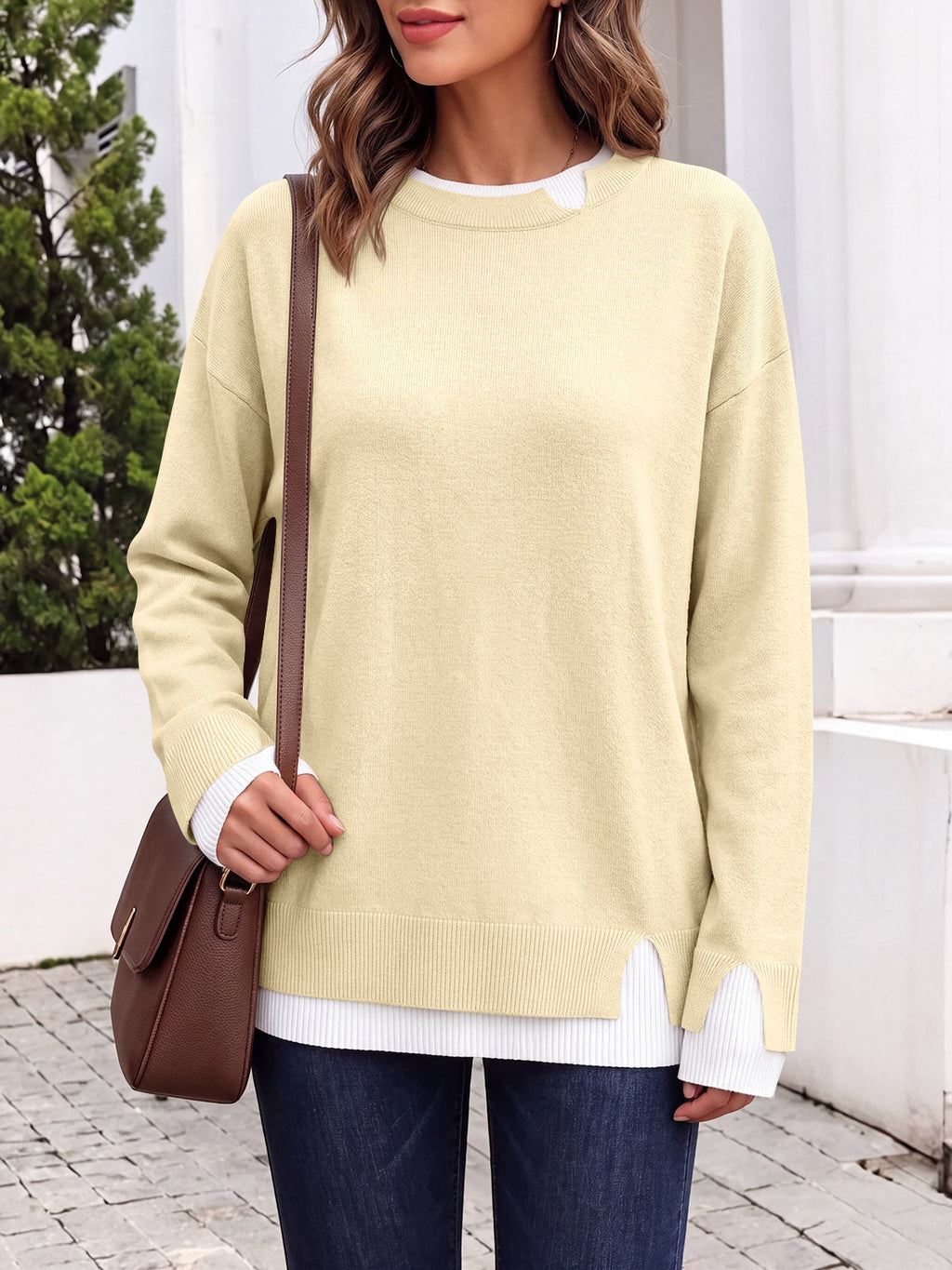 usvara Womens Fall Crewneck Pullover Sweater