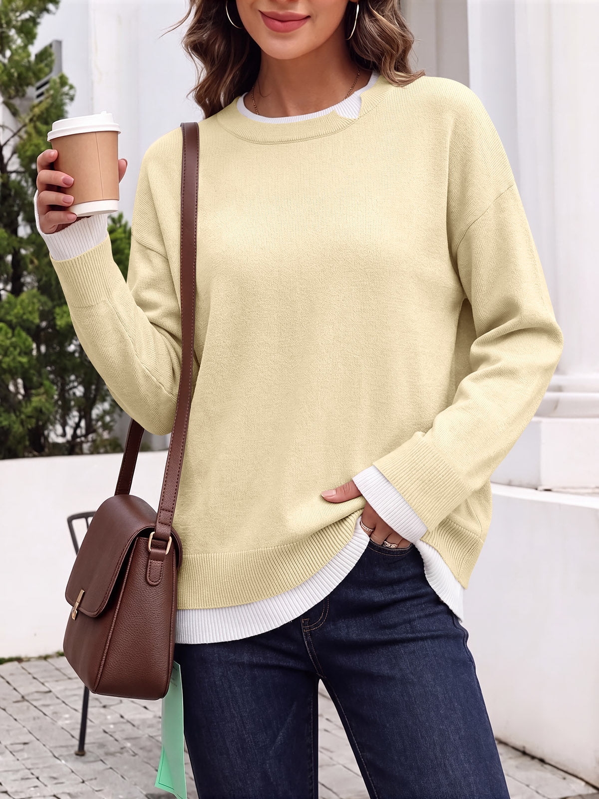 usvara Womens Fall Crewneck Pullover Sweater