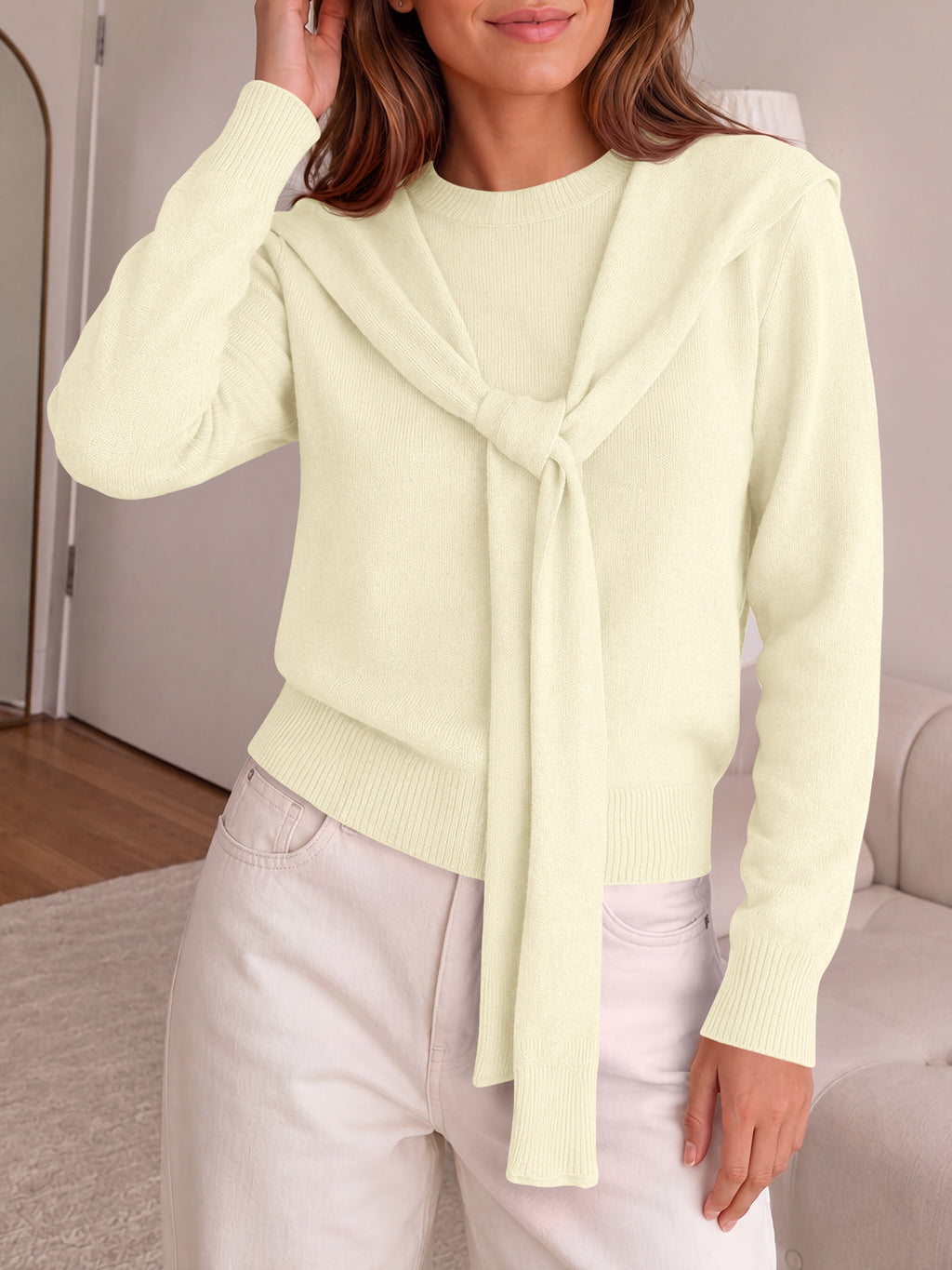 usvara Women Crew Neck Pullover Sweaters
