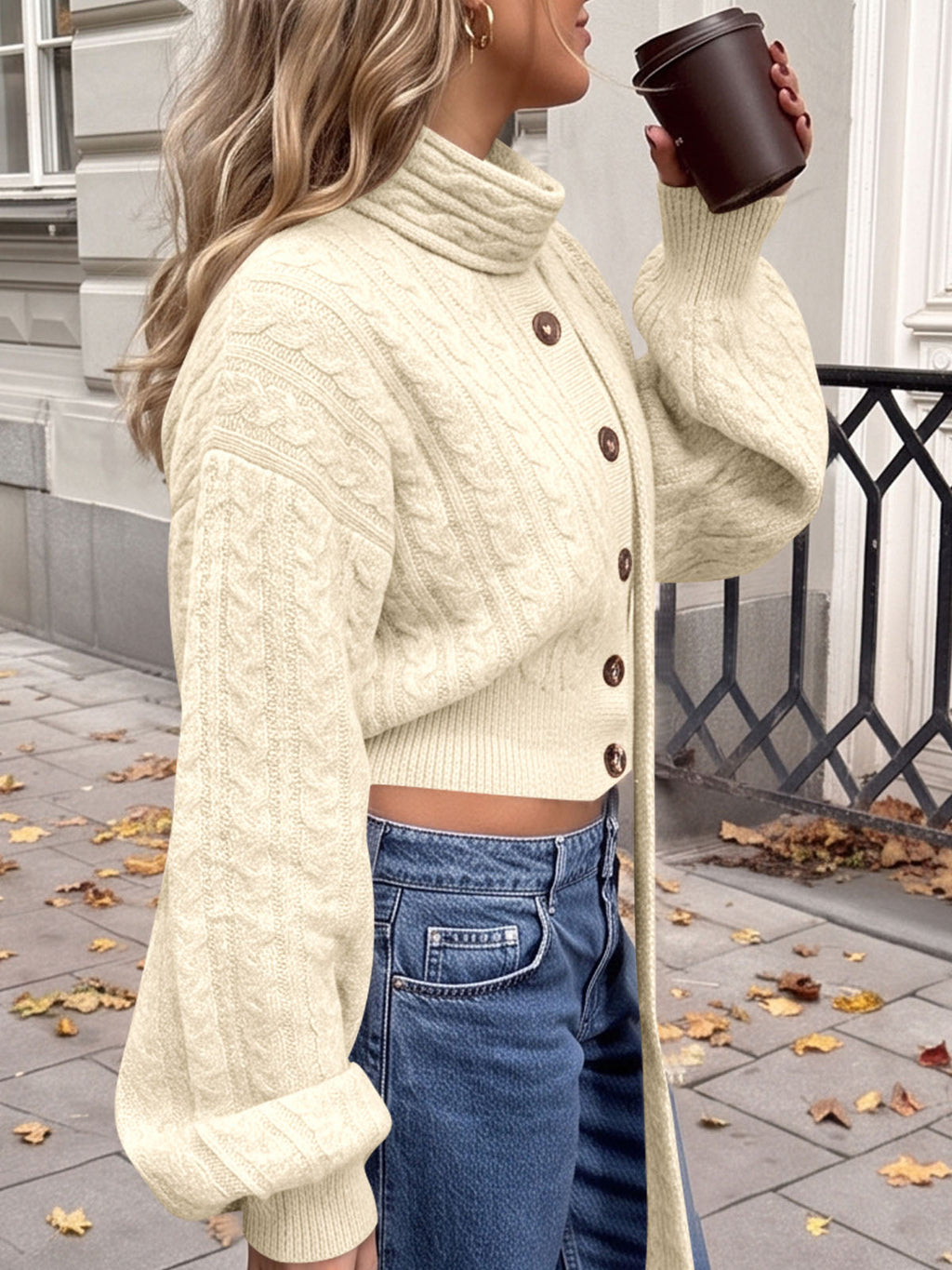usvara Womens Cable Knit Cardigan with Scarf