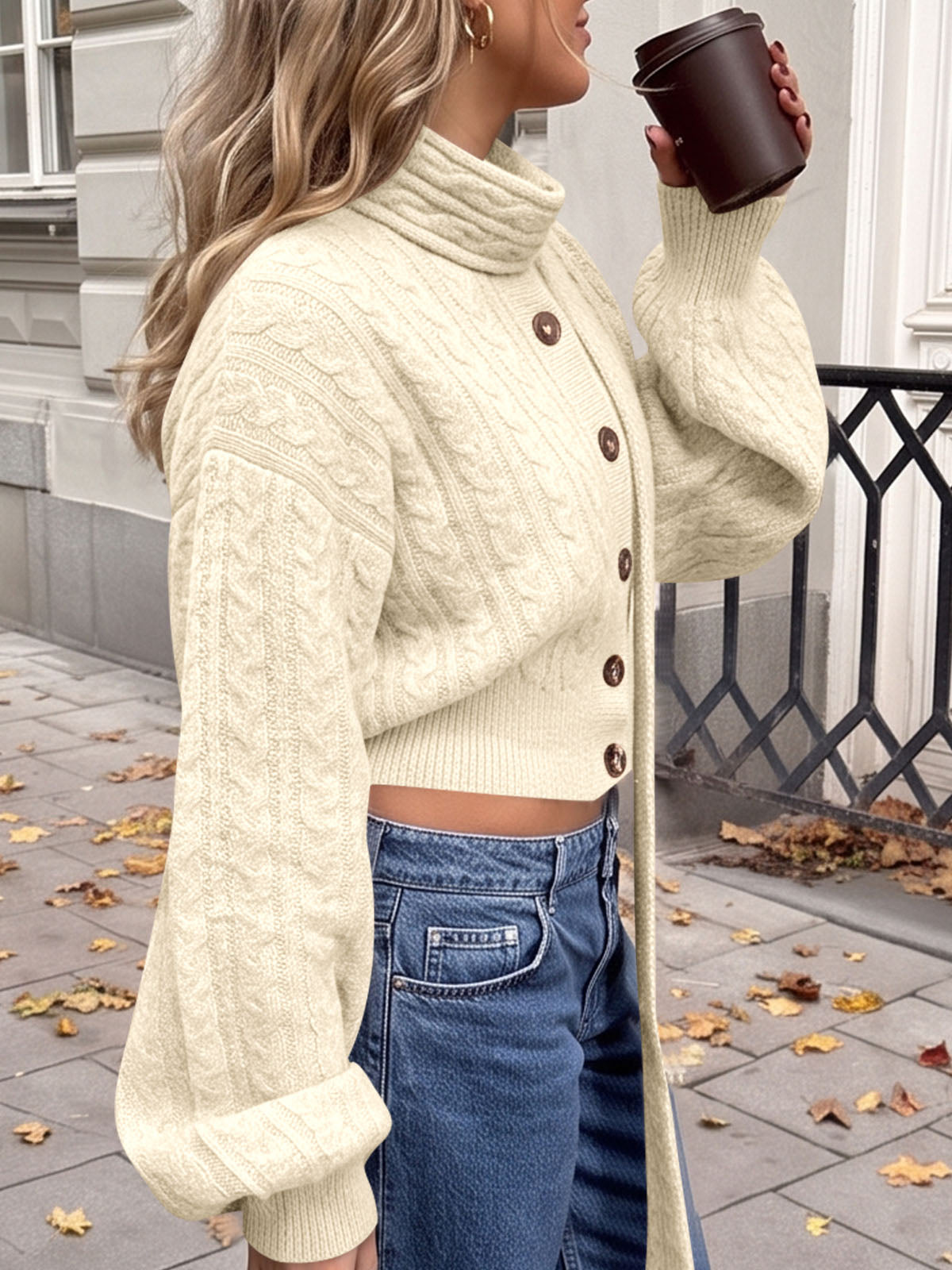 usvara Womens Cable Knit Cardigan with Scarf