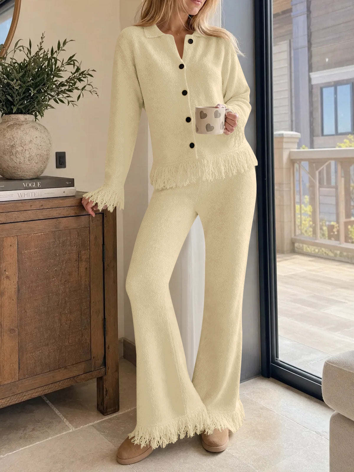 usvara Womens Fringe Sweater Sets