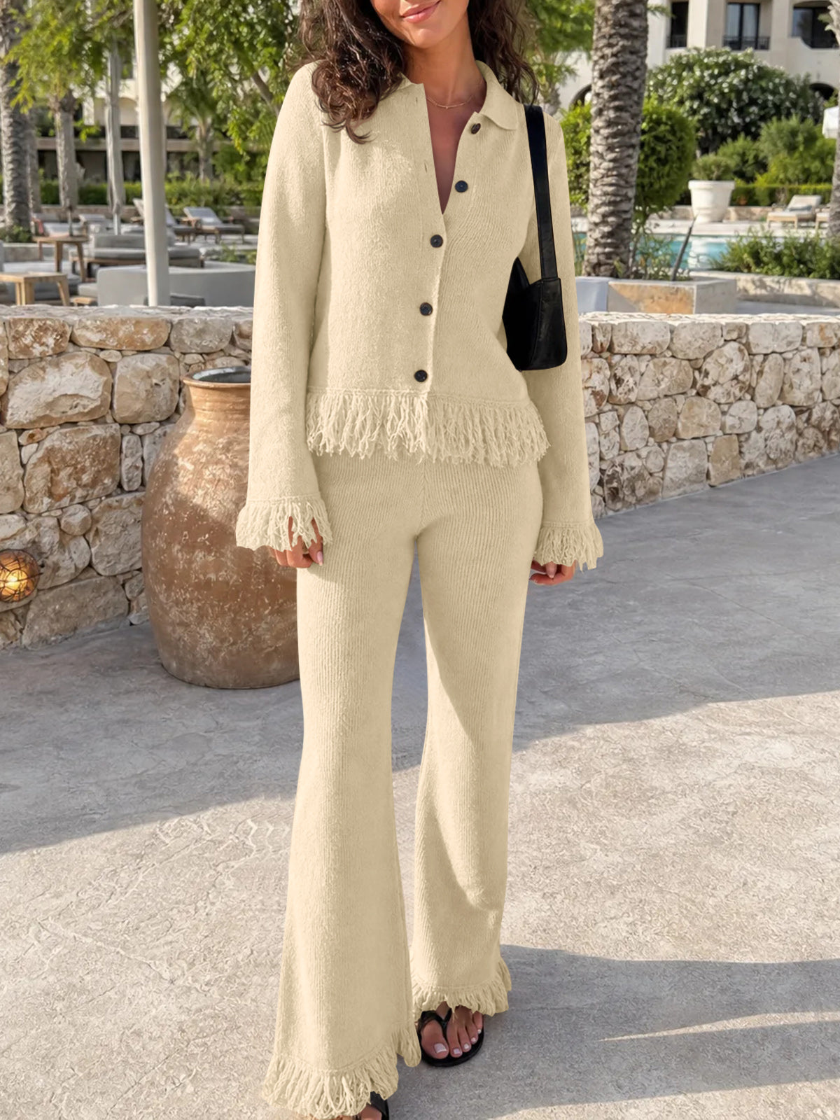 usvara Womens Fringe Sweater Sets