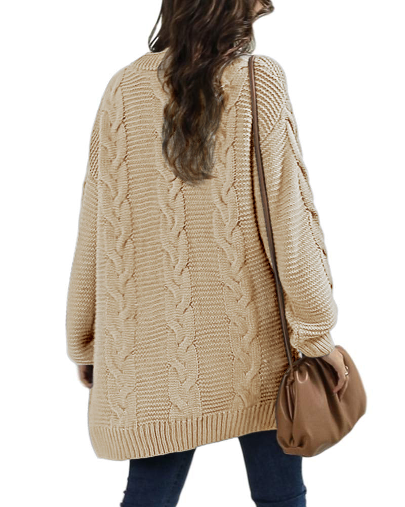 usvara Women Oversized Chunky Cable Knit Cardigan