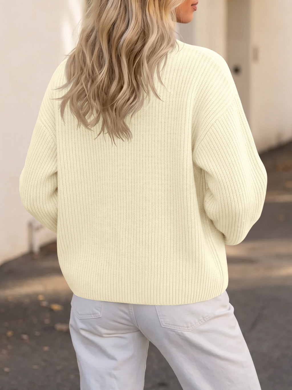 usvara Women Zip Up Chunky Knit Sweater