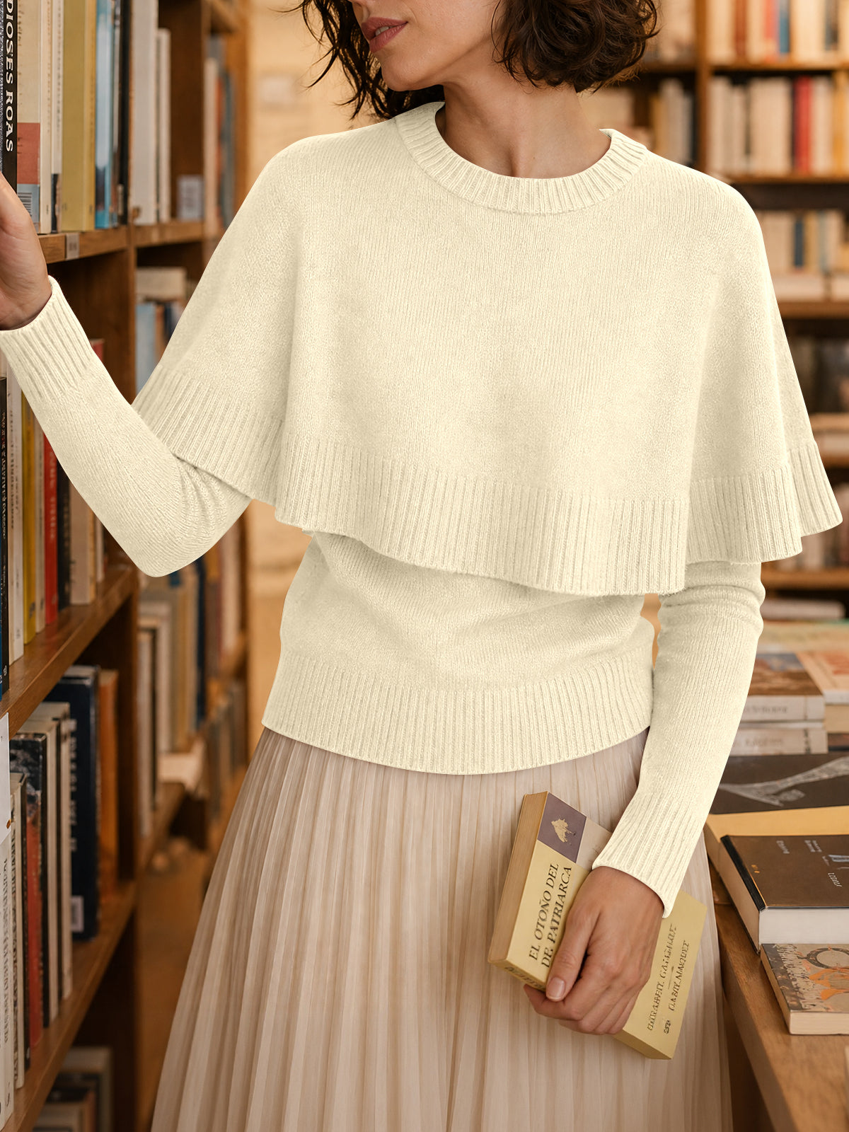 usvara Womens Poncho Ribbed Knit Sweater