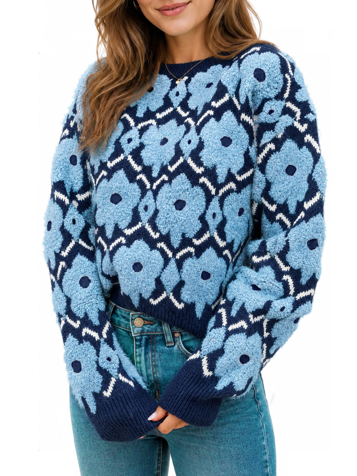 usvara Women Floral Knit Sweaters