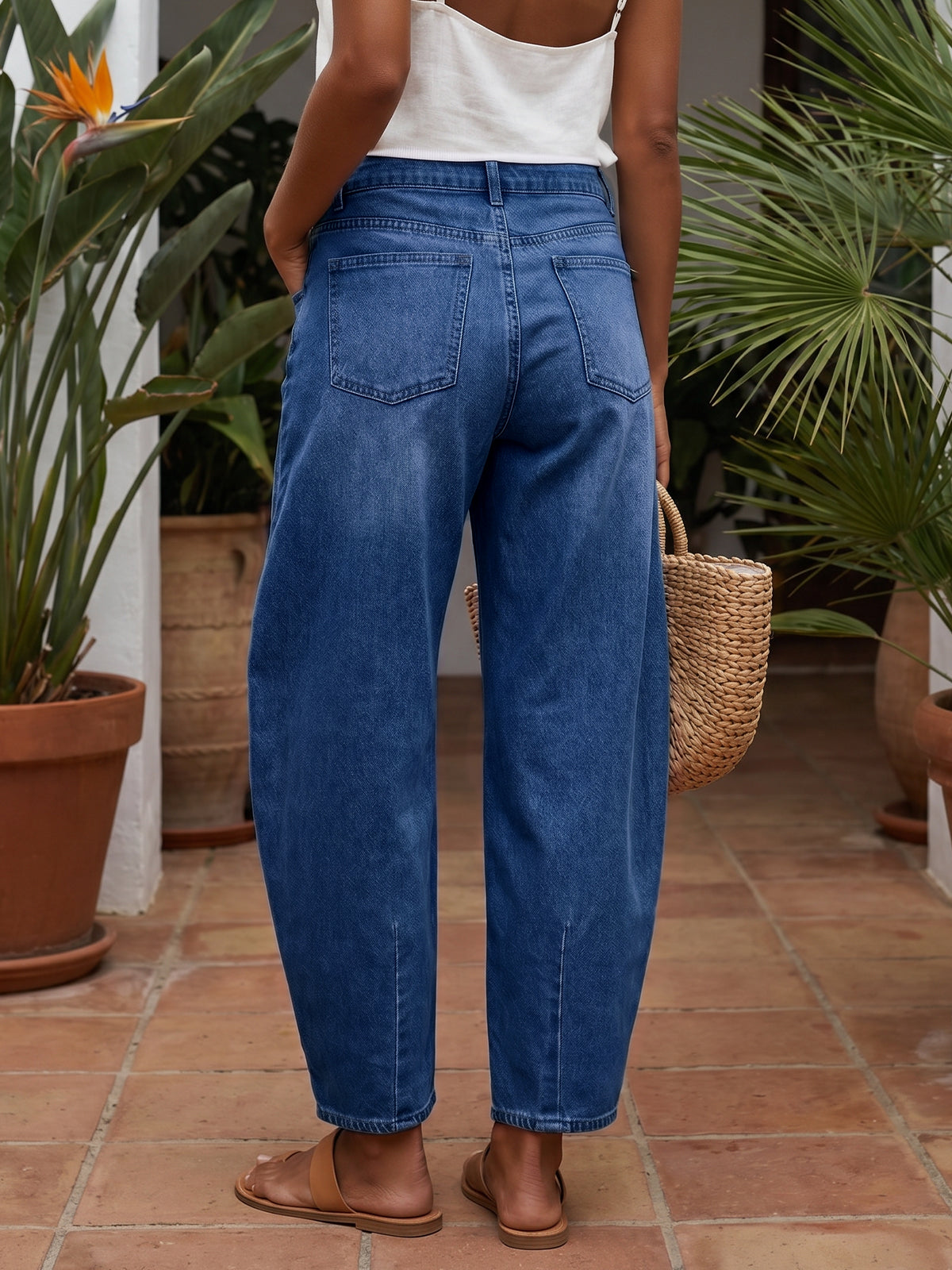 usvara Women Barrel High Waisted Wide Leg Jeans