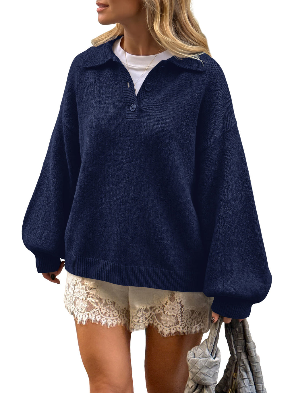 usvara Womens Polo V Neck Sweater