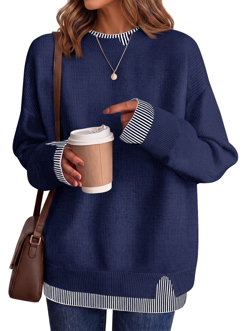usvara Womens Crewneck Long Sleeve Sweater