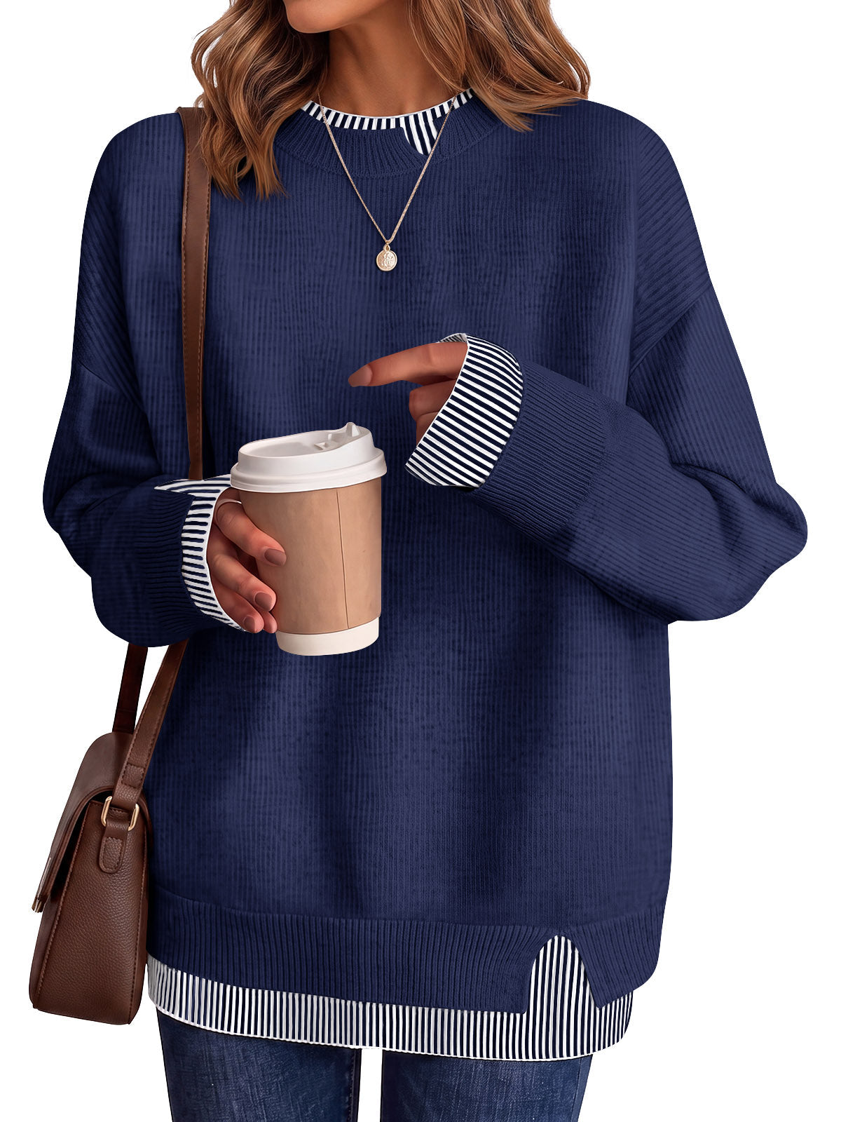 usvara Womens Crewneck Long Sleeve Sweater