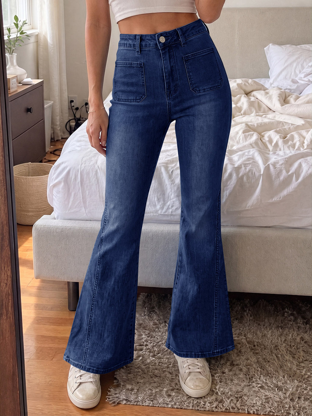 usvara Womens High Waisted Flare Jeans