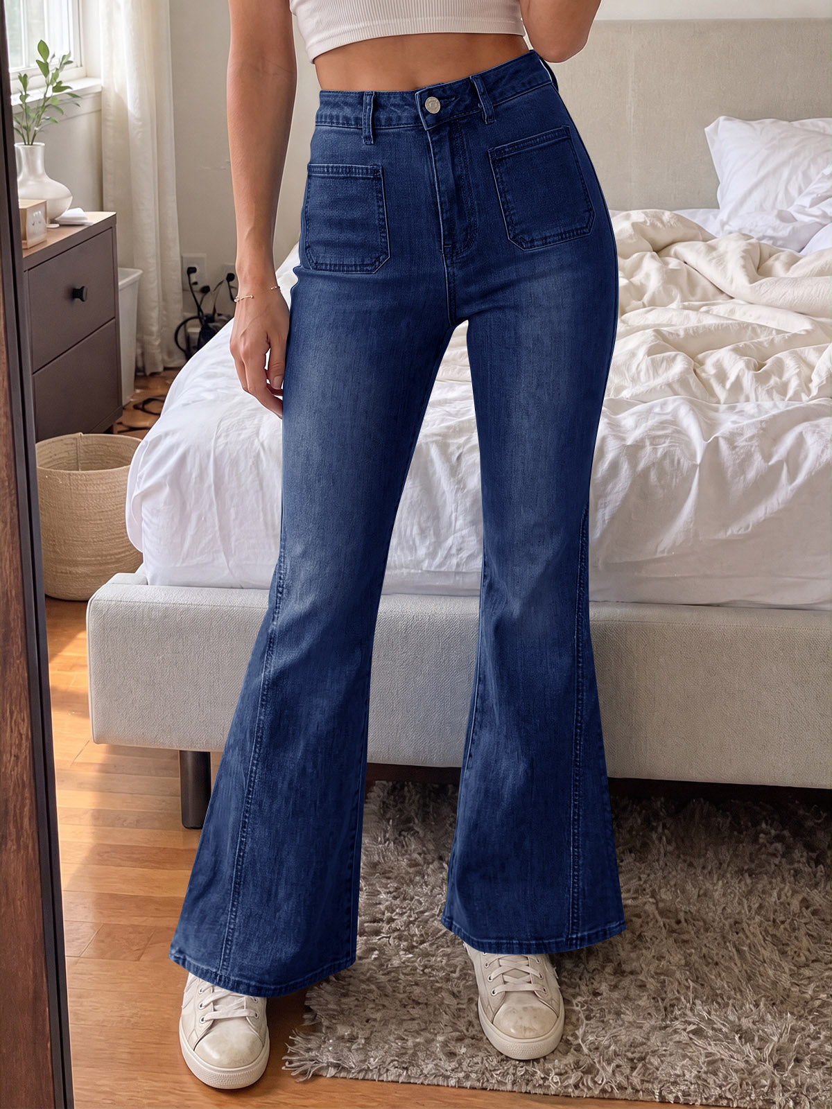 usvara Womens High Waisted Flare Jeans