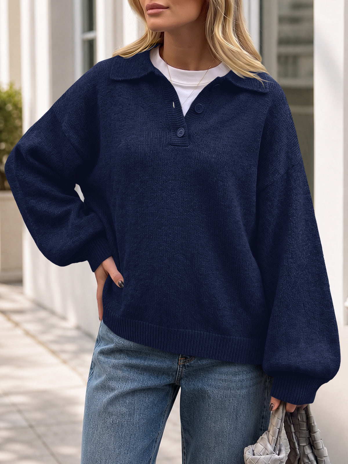 usvara Womens Polo V Neck Sweater