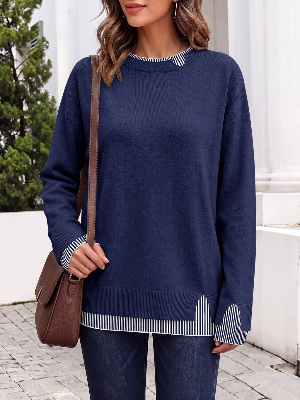 usvara Womens Crewneck Long Sleeve Sweater