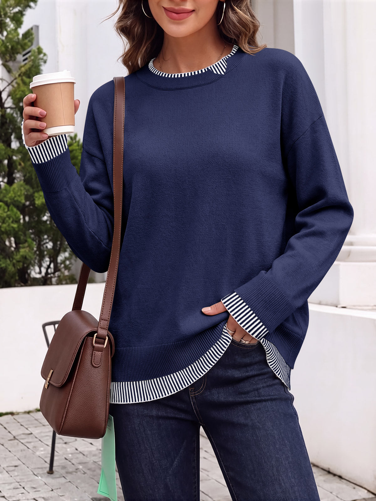 usvara Womens Crewneck Long Sleeve Sweater