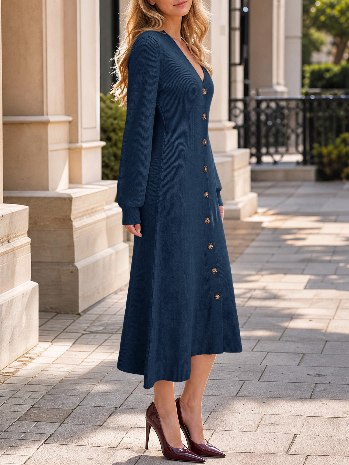 usvara Womens V Neck Sweater Dress