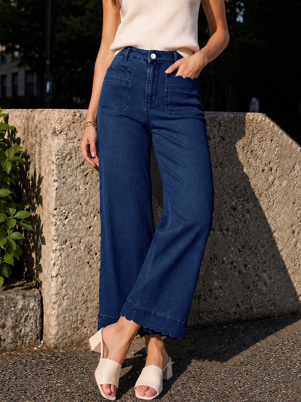 usvara Womens High Waisted Wide Leg Jeans