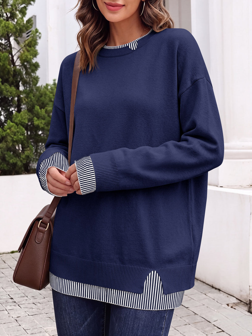usvara Womens Crewneck Long Sleeve Sweater