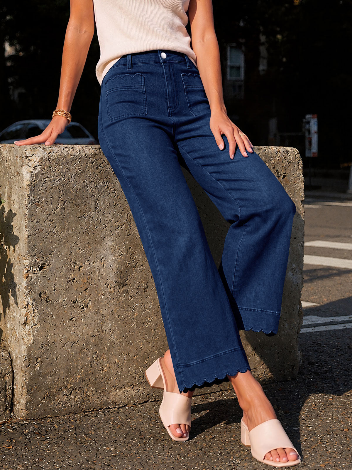 usvara Womens High Waisted Wide Leg Jeans