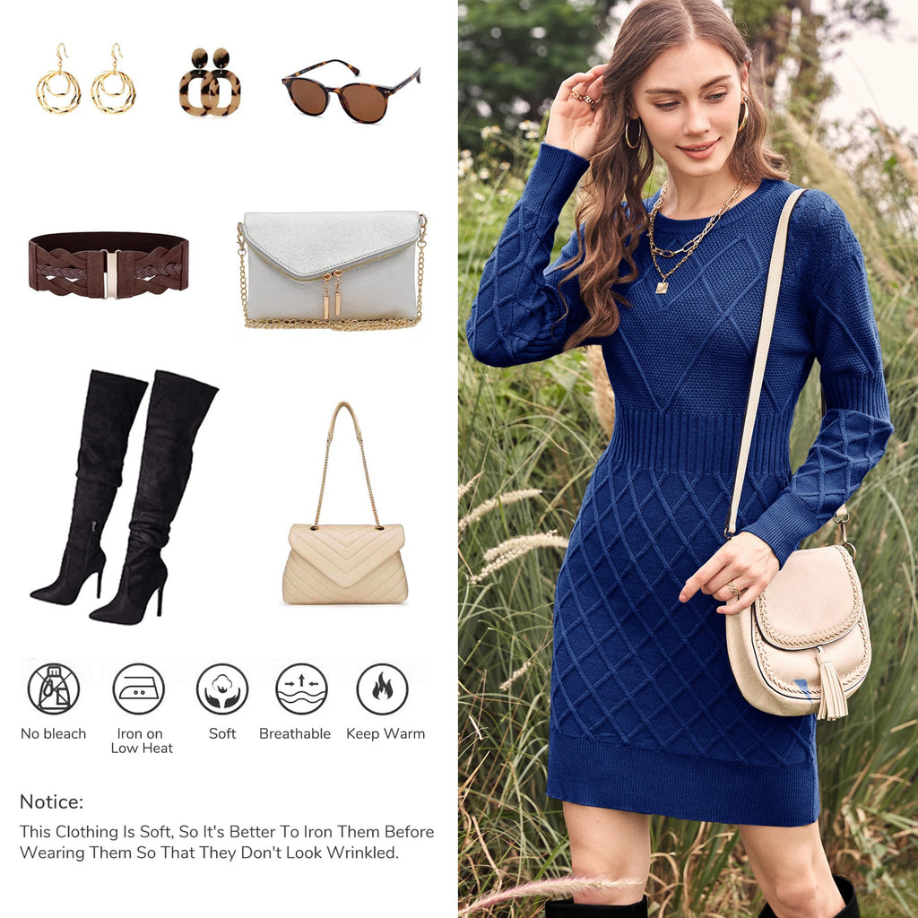 usvara Womens Bodycon Mini Sweater Dress