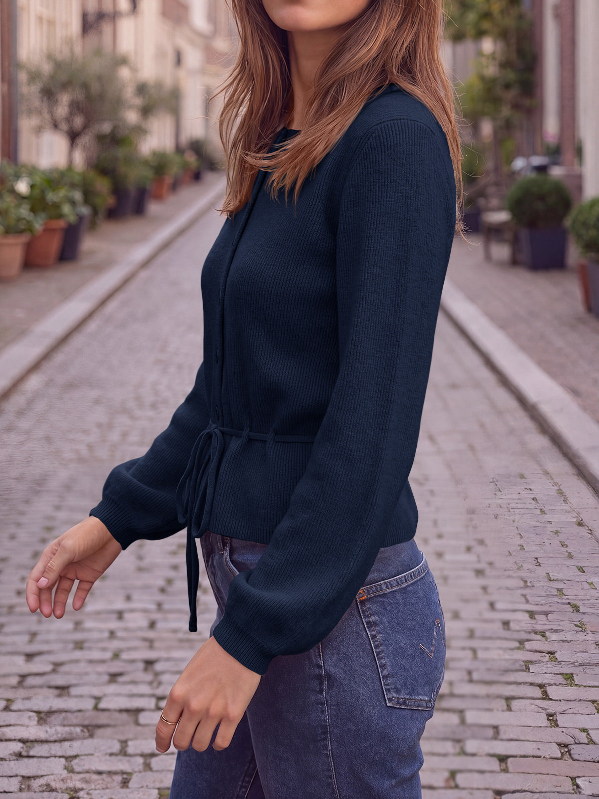 usvara Women Cropped Button Up Cardigan