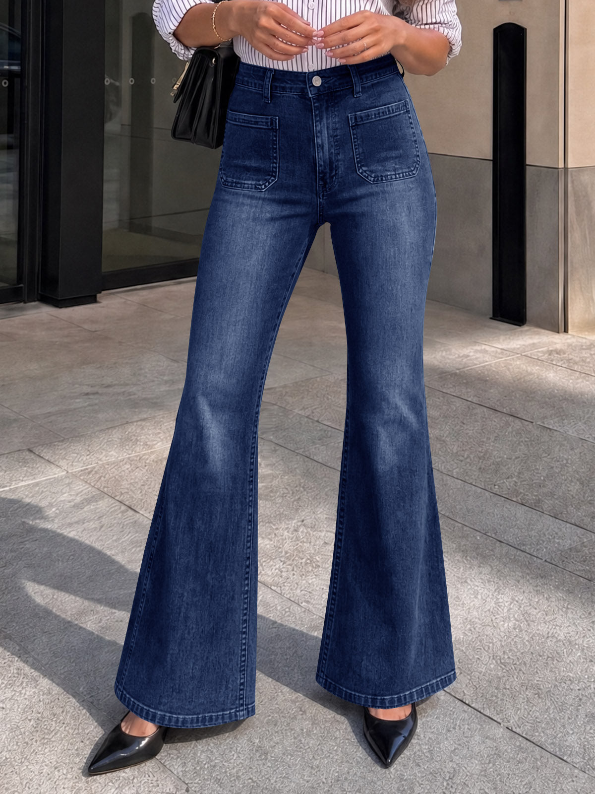 usvara Womens High Waisted Flare Jeans