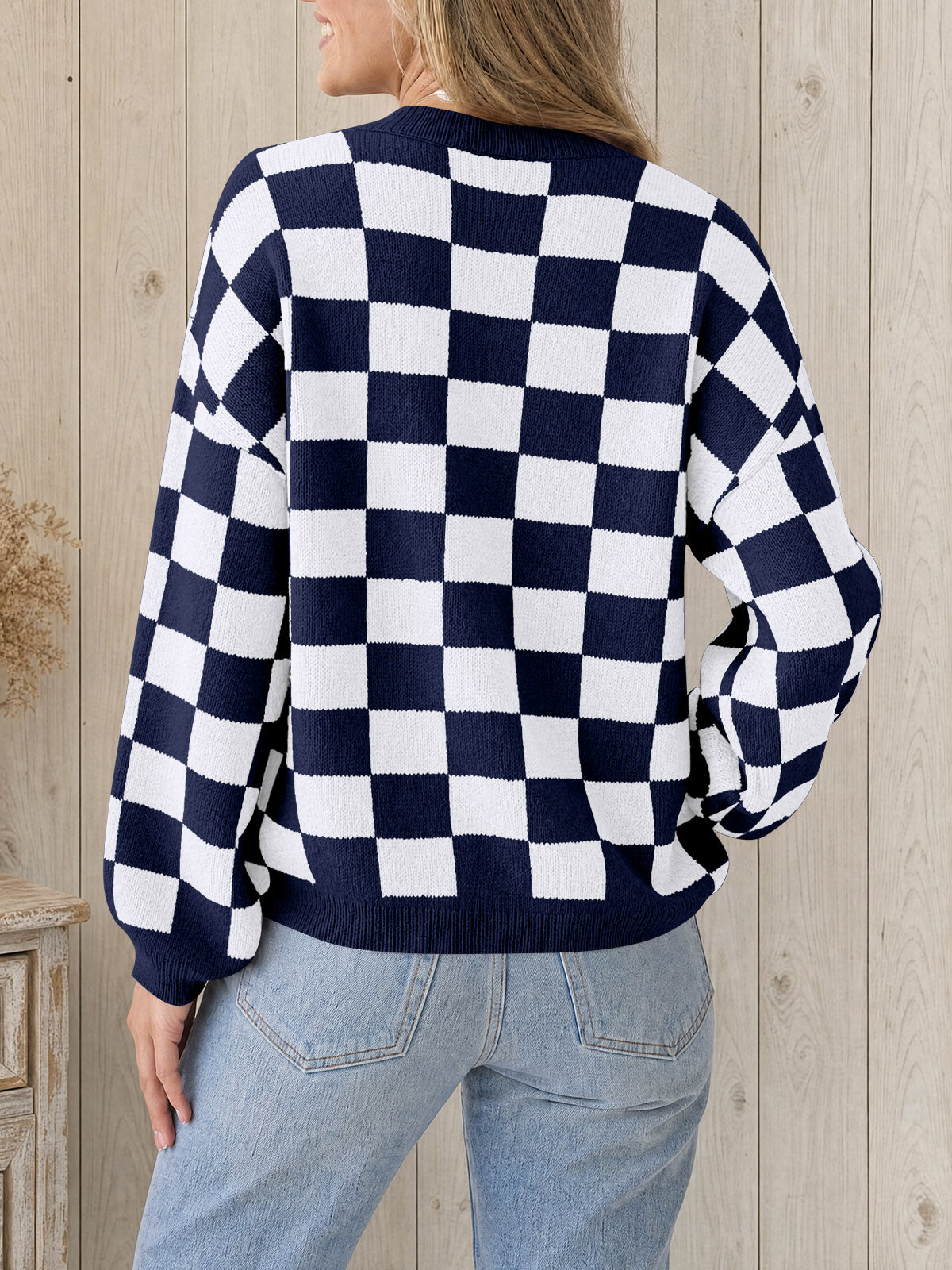 usvara Womens Checkered Fuzzy Sweaters
