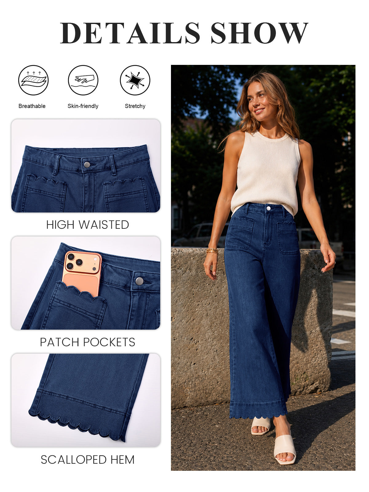 usvara Womens High Waisted Wide Leg Jeans