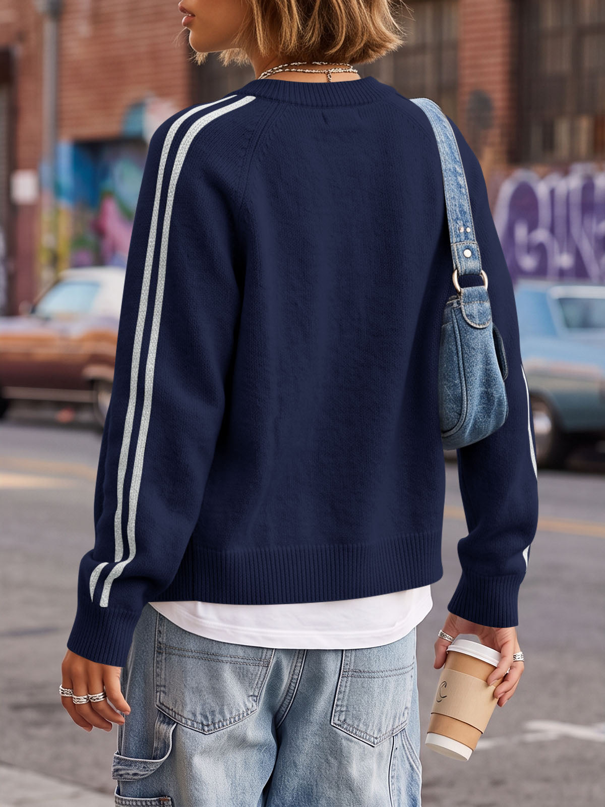 usvara Womens Zip Up Crew Neck Cardigan