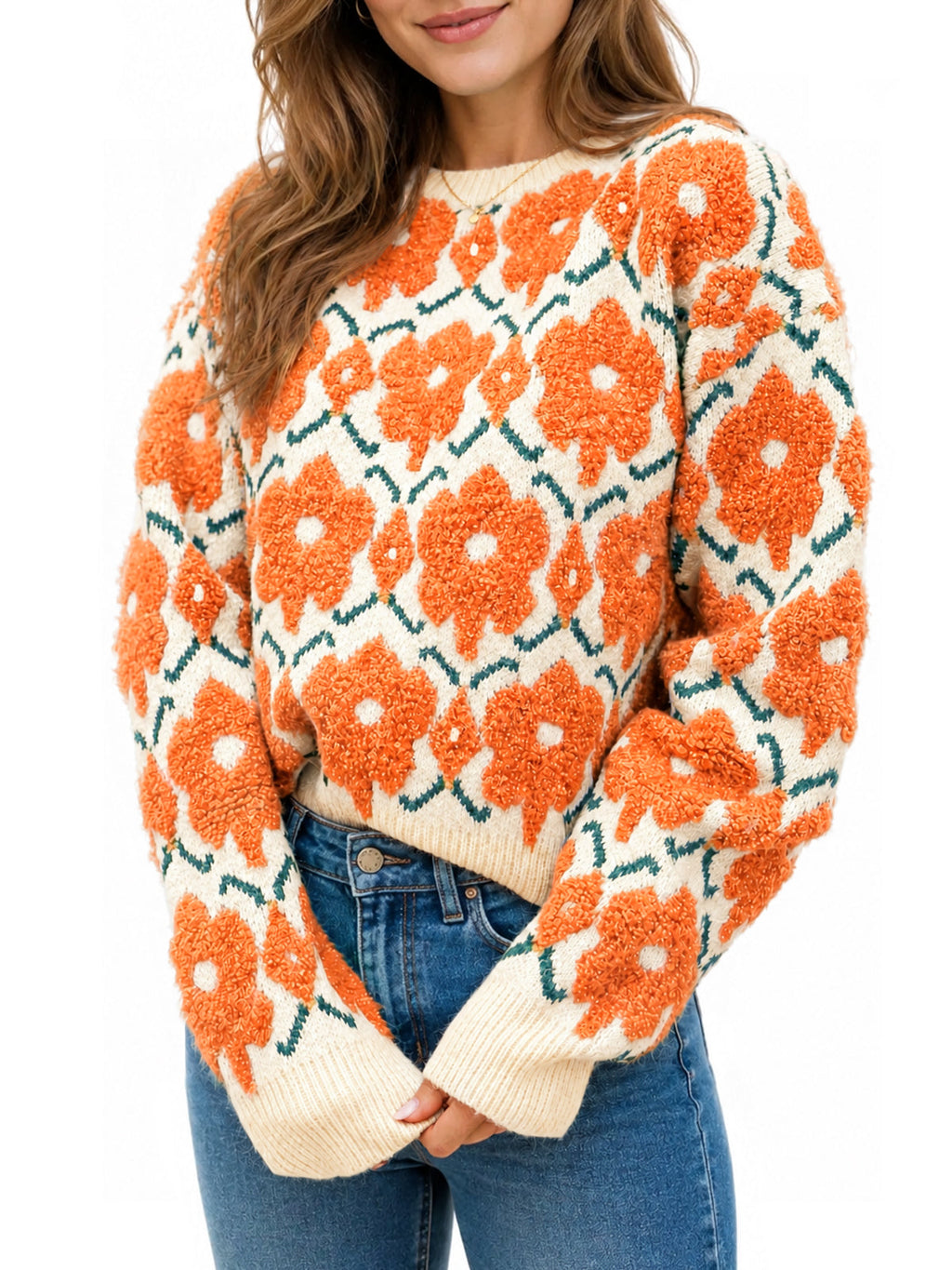 usvara Women Floral Knit Sweaters