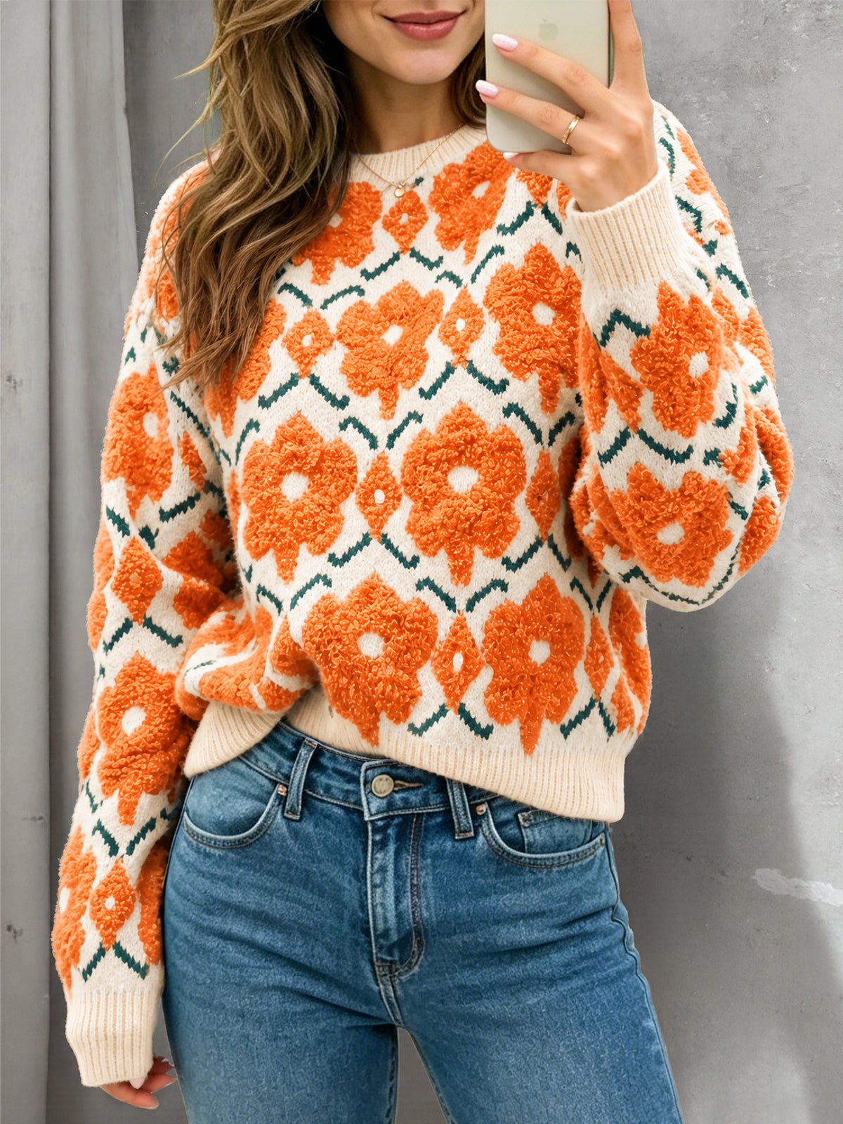 usvara Women Floral Knit Sweaters