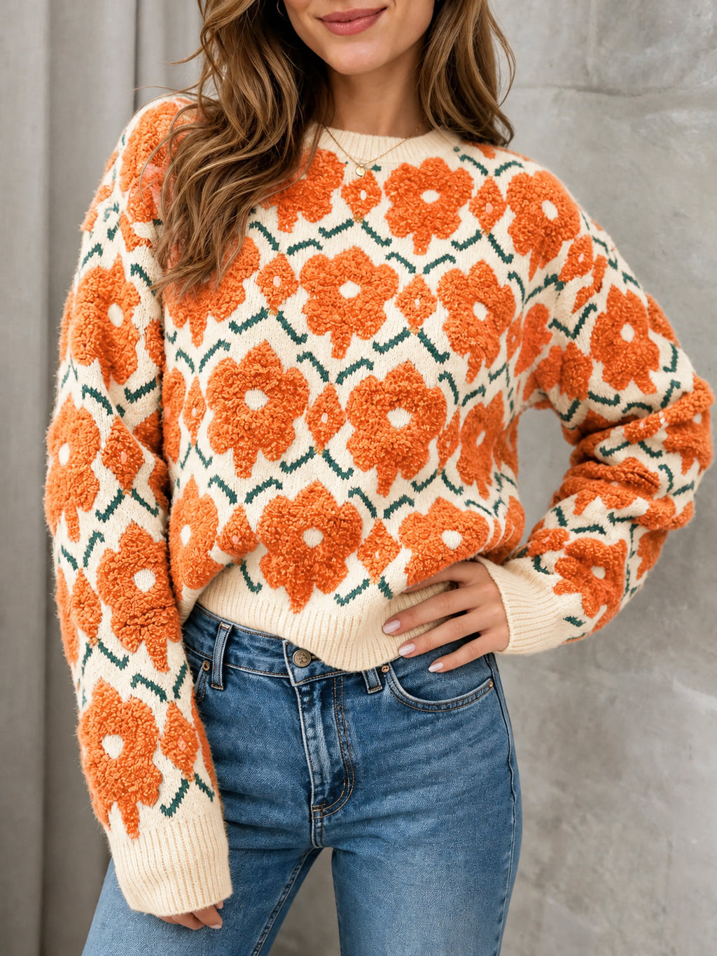 usvara Women Floral Knit Sweaters
