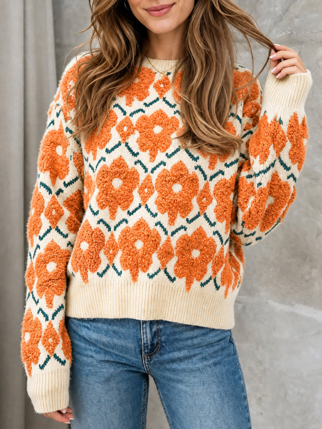 usvara Women Floral Knit Sweaters