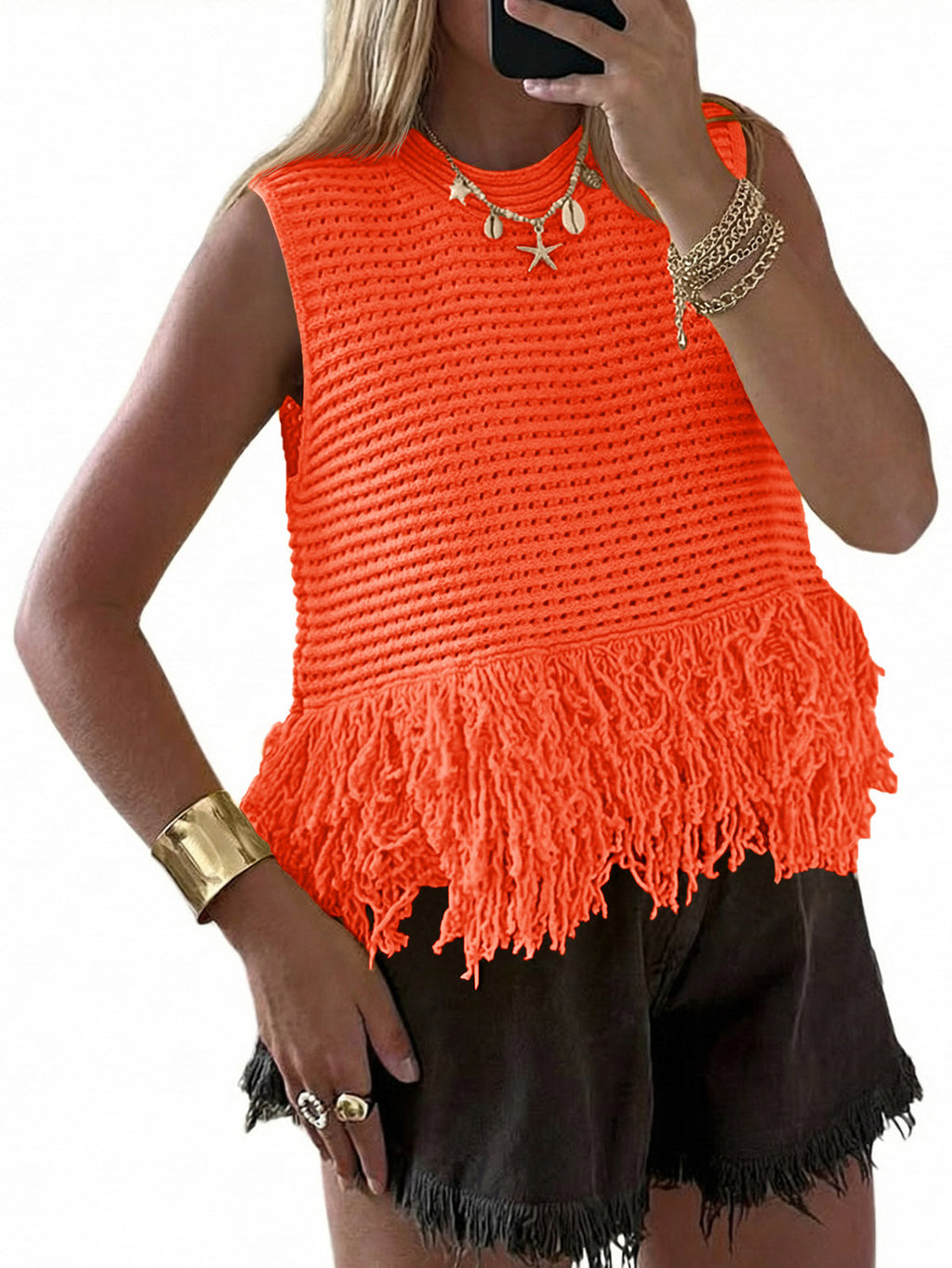 usvara Women Boho Crochet Knit Tank Top