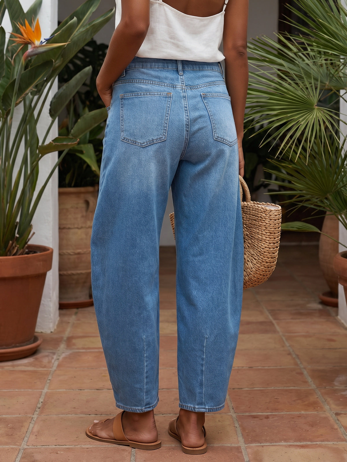 usvara Women Barrel High Waisted Wide Leg Jeans