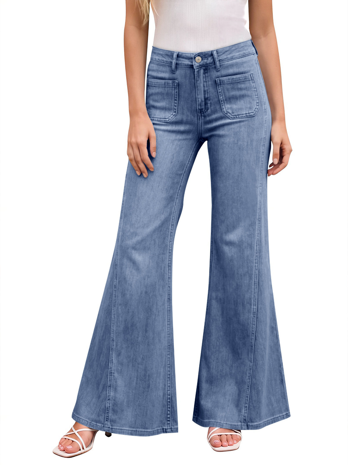 usvara Womens High Waisted Flare Jeans