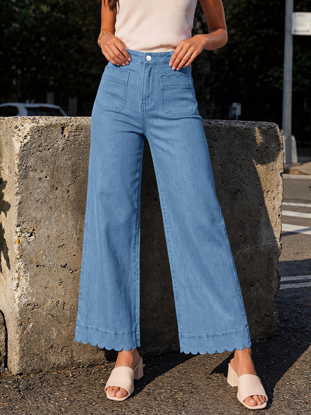 usvara Womens High Waisted Wide Leg Jeans