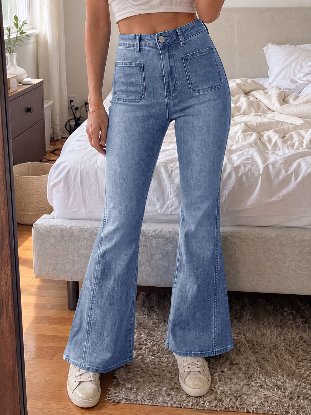 usvara Womens High Waisted Flare Jeans