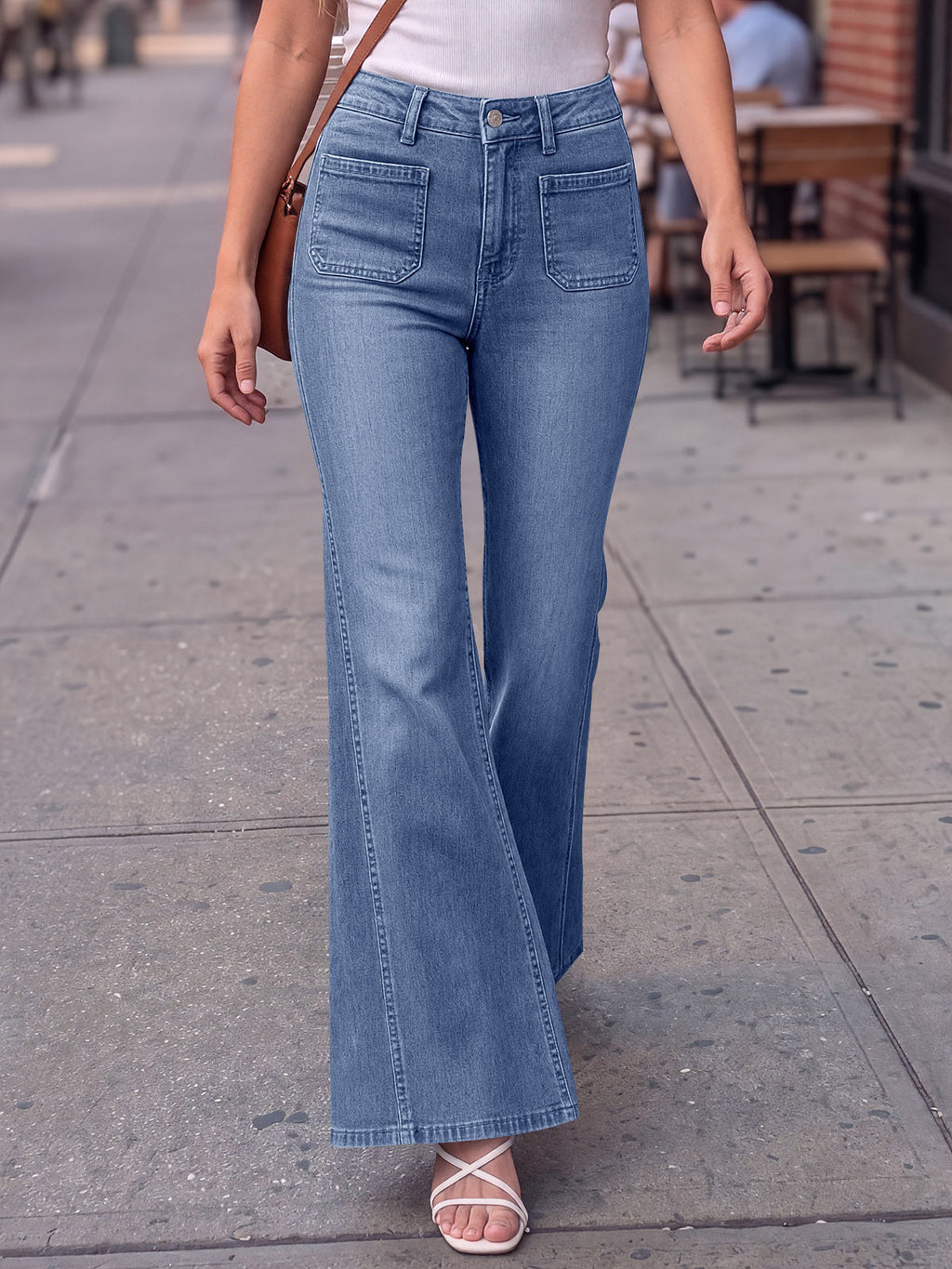 usvara Womens High Waisted Flare Jeans