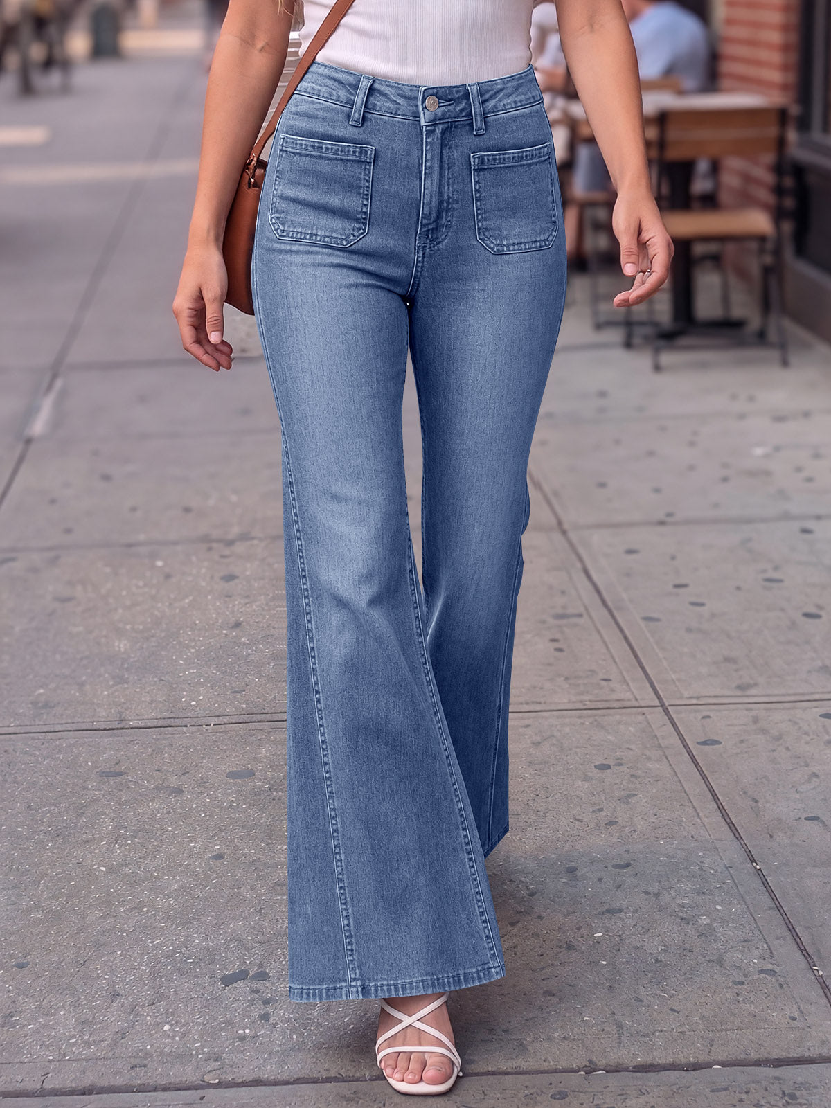 usvara Womens High Waisted Flare Jeans